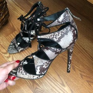 Zara snake print lace up heel